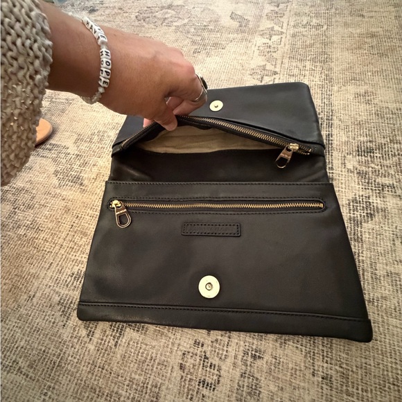 Ann Taylor 100% genuine leather fold over Black Leather clutch - Picture 8 of 8